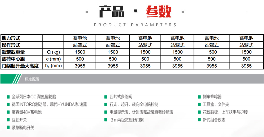 J系列1.5~2.0吨交流站驾式前移式叉車(chē)参数图片