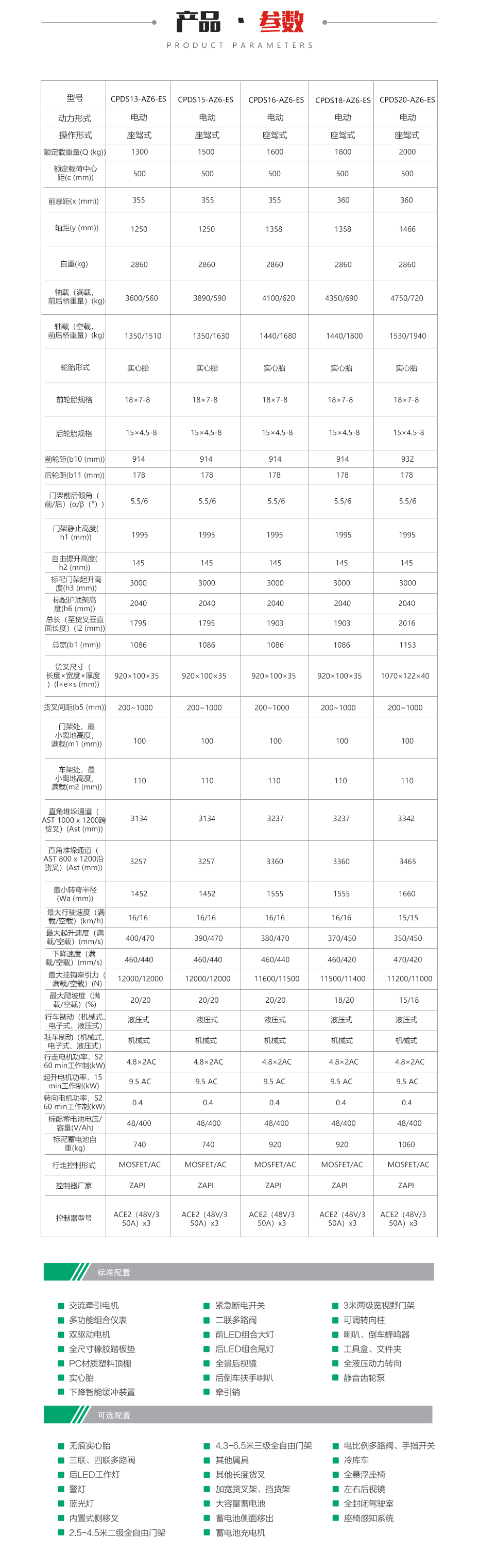 電(diàn)动叉車(chē)A系列1.5吨三支点后驱蓄電(diàn)池产品参数图片